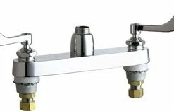 Brand new 🔔 Chicago Faucets 2-Hole Hot and Cold Water Sink Faucet with Double Wristblade Handle in Polished Chrome ⌛