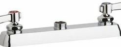 Promo 💯 Chicago Faucets Fixed Center Hot and Cold Water Workboard Sink Faucet in Polished Chrome 👏