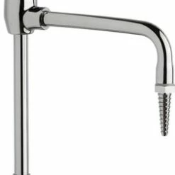 Best Sale 😀 Chicago Faucets Rigid and Swing Gooseneck Spout with Serrated Nozzle Outlet in Chrome Plated 🎁