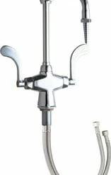 Coupon 😍 Chicago Faucets 1-Hole Hot and Cold Water Mixing Faucet with Vacuum Breaker and 8-1/8 in. Spout Reach in Polished Chrome 😍